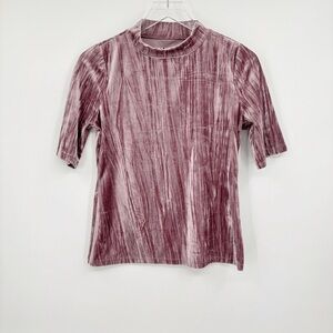 Pilcro Velveteen Mauve Mock Neck Crush Velvet Top